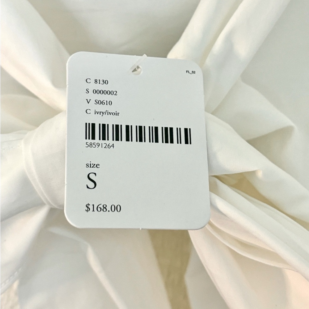 NWT Free People Dress White w/Puffed Sleeve & Tie Back - Picture 4 of 5